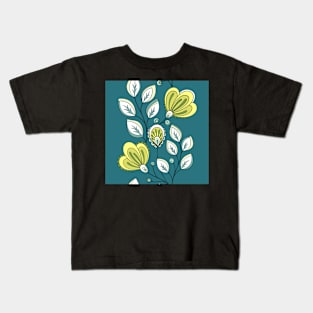 Colored Striped Pattern with Vintage Floral Motifs Kids T-Shirt